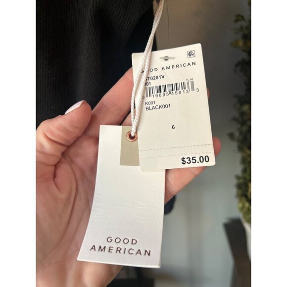 Good American Micro Rib Tank Top Black001 Womens Size 6 3XL - Picture 8 of 8